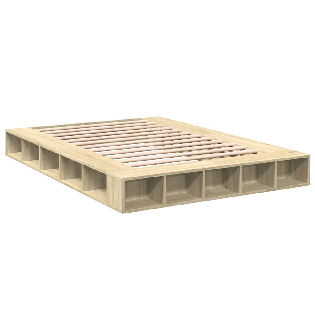 Bedframe bewerkt hout sonoma eikenkleurig 140x200 cm