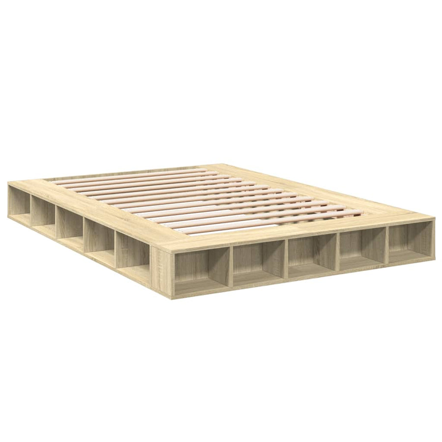 Bedframe bewerkt hout sonoma eikenkleurig 140x200 cm