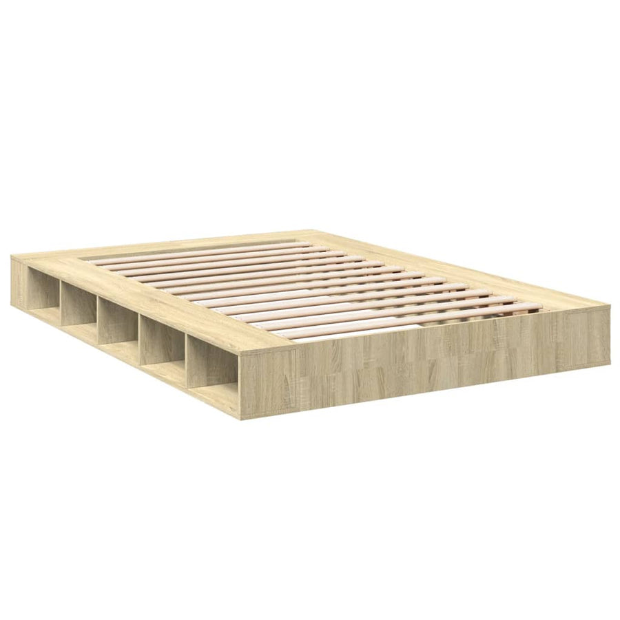 Bedframe bewerkt hout sonoma eikenkleurig 140x200 cm