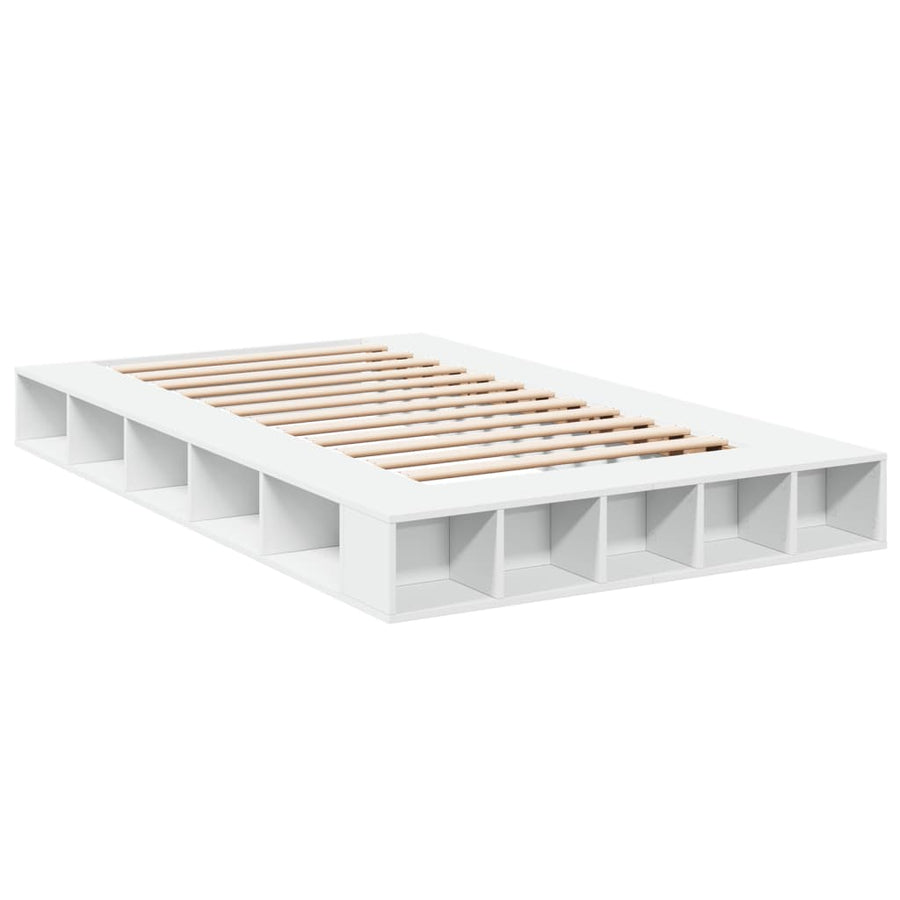 Bedframe LED massief hout wit 120x200 cm