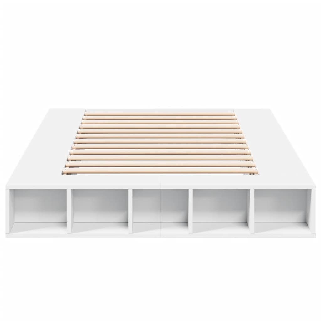 Bedframe LED massief hout wit 120x200 cm
