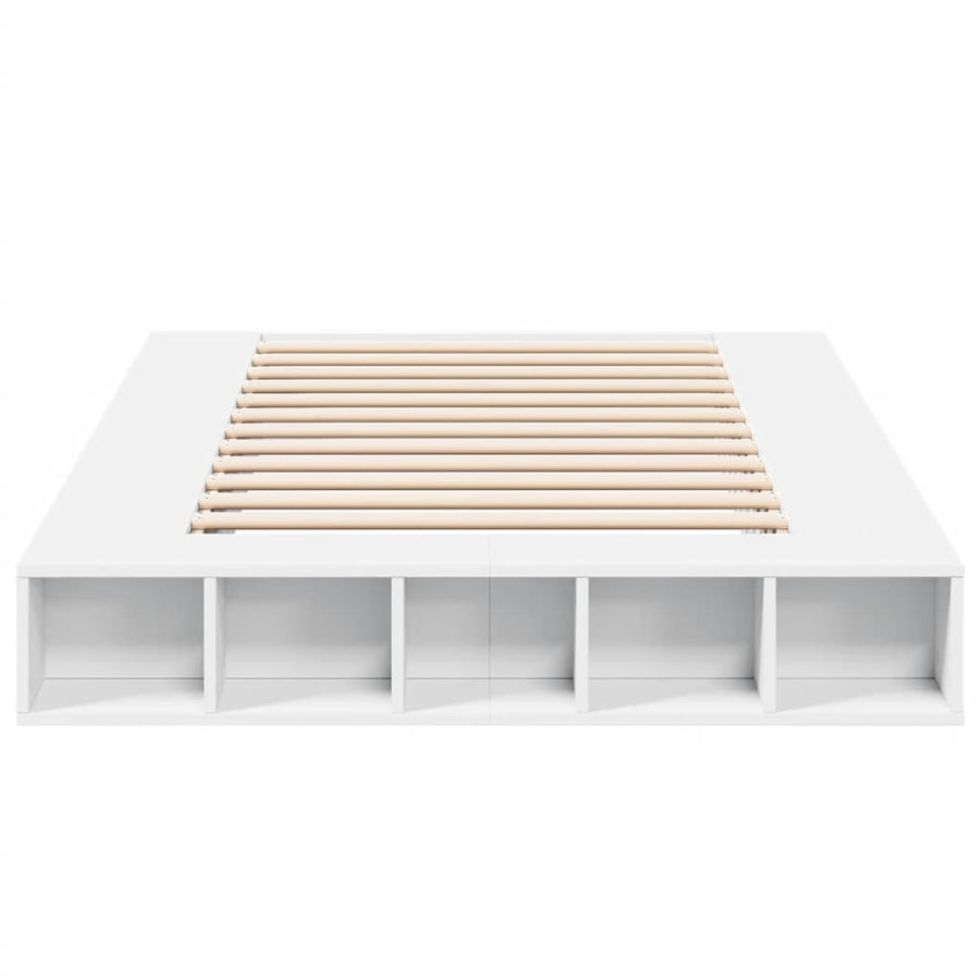 Bedframe LED massief hout wit 120x200 cm