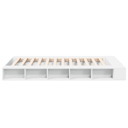 Bedframe LED massief hout wit 120x200 cm