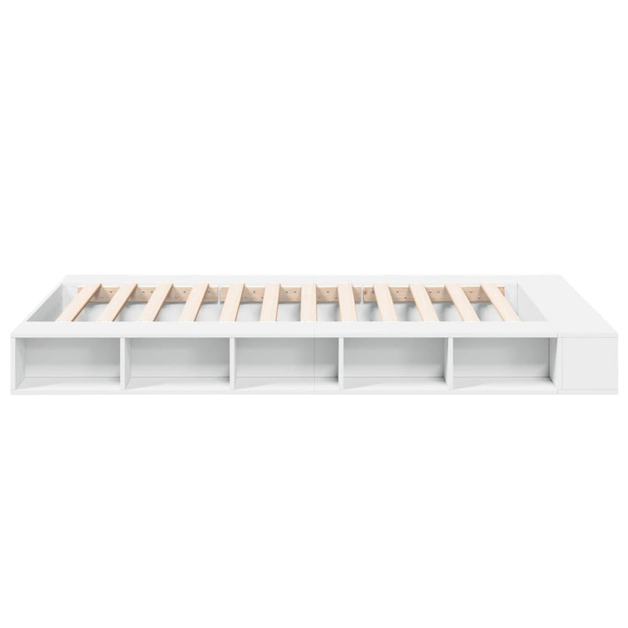 Bedframe LED massief hout wit 120x200 cm