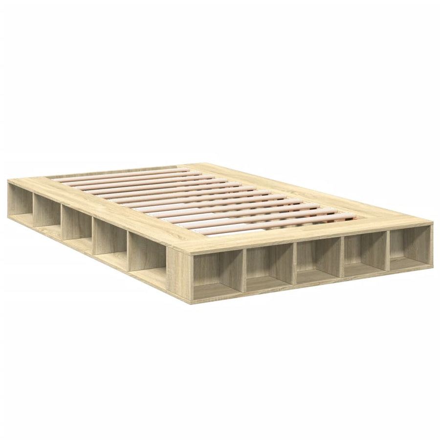 Bedframe bewerkt hout sonoma eikenkleurig 120x200 cm
