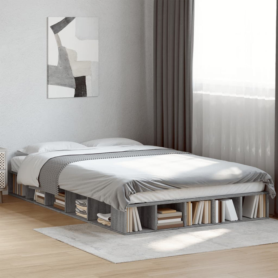 Bedframe bewerkt hout grijs sonoma eikenkleurig 140x190 cm