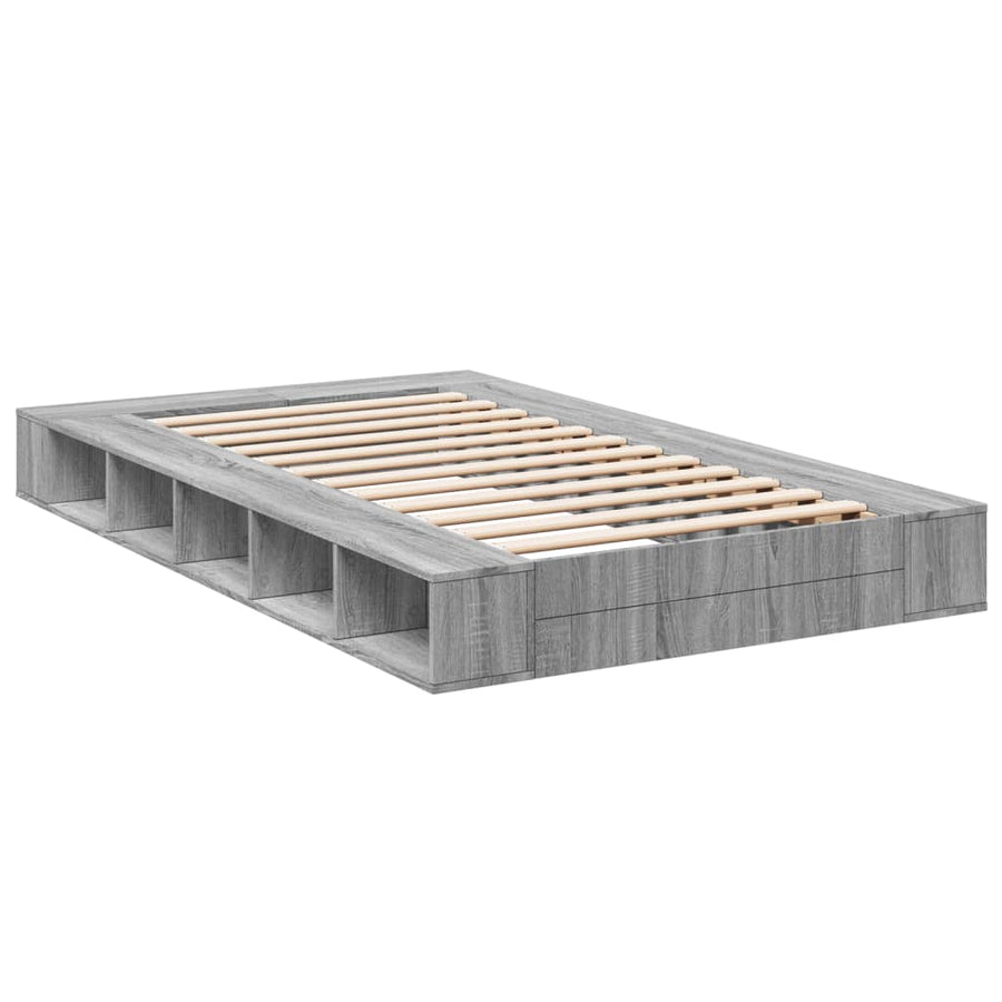 Bedframe bewerkt hout grijs sonoma eikenkleurig 140x190 cm