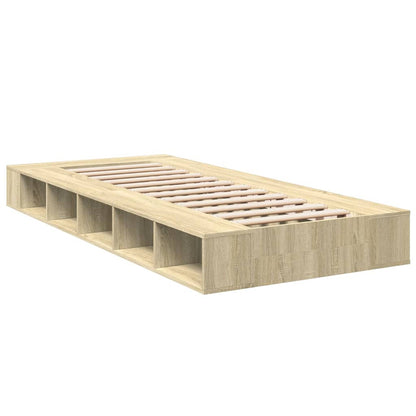 Bedframe bewerkt hout sonoma eikenkleurig 100x200 cm