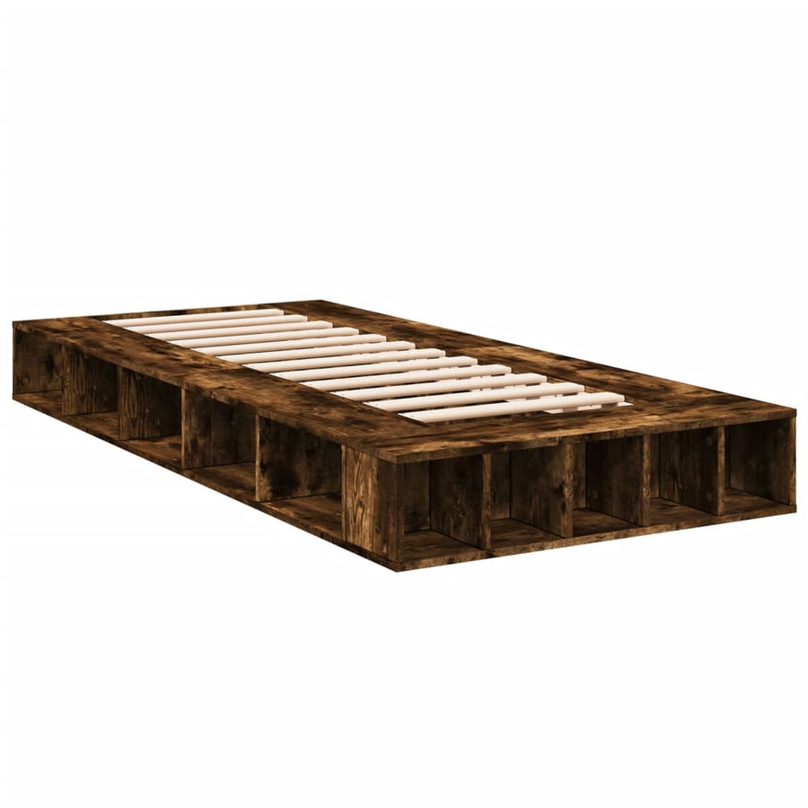 Bedframe bewerkt hout gerookt eikenkleurig 100x200 cm