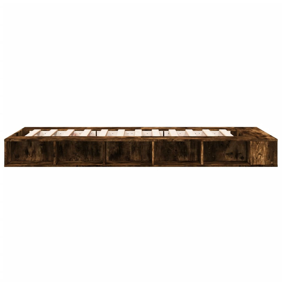 Bedframe bewerkt hout gerookt eikenkleurig 100x200 cm