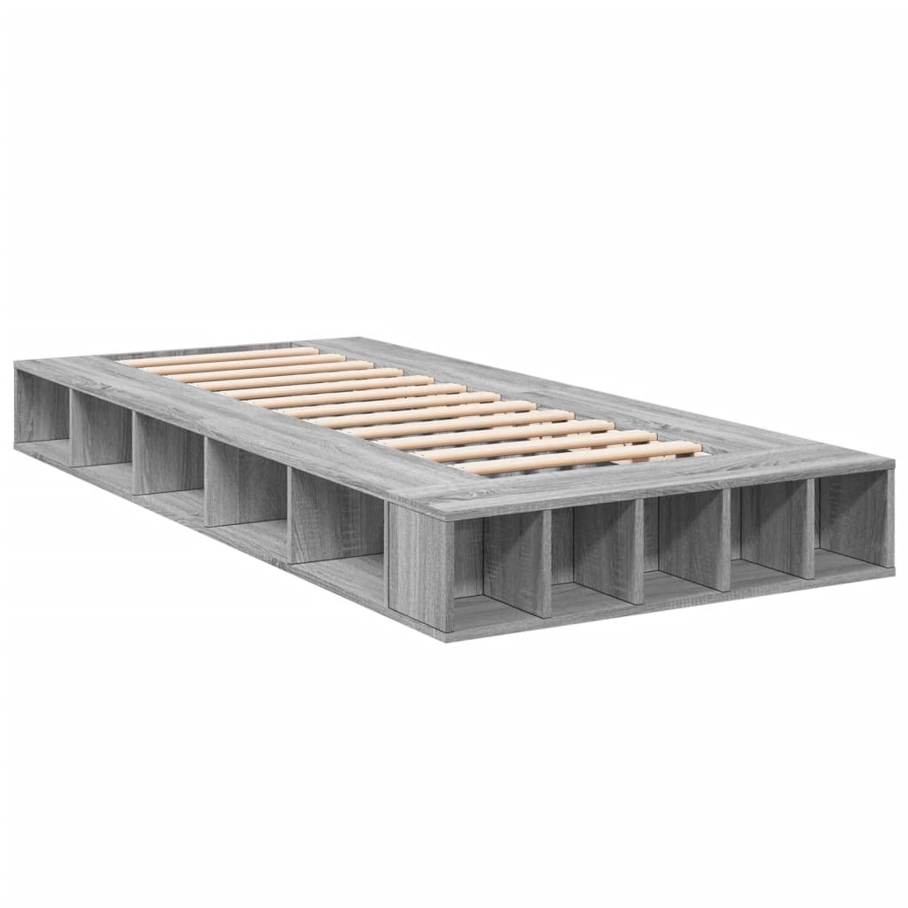 Bedframe bewerkt hout grijs sonoma eikenkleurig 100x200 cm