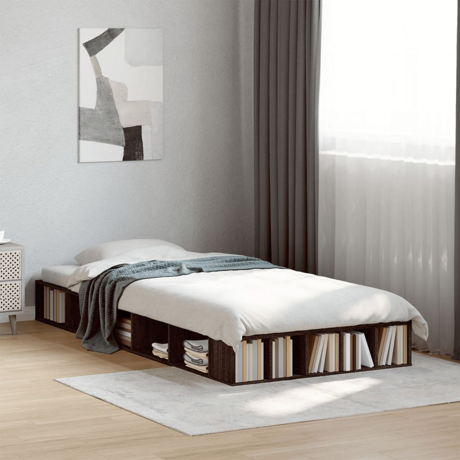 Bedframe bewerkt hout bruin eikenkleur 100x200 cm