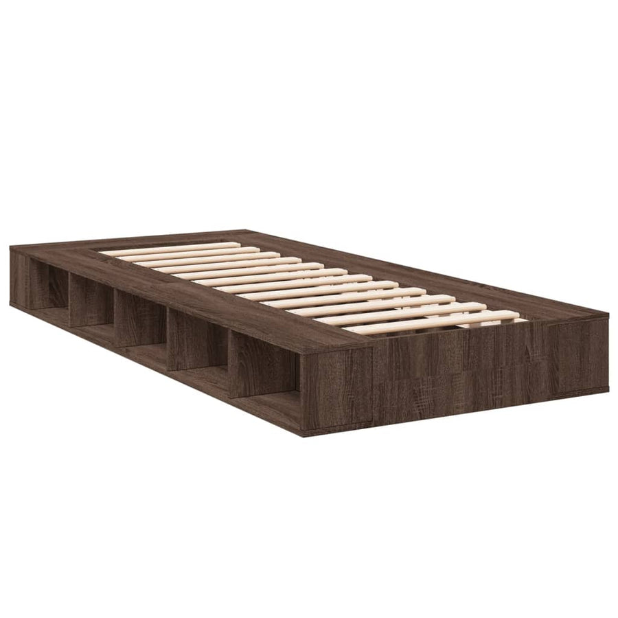 Bedframe bewerkt hout bruin eikenkleur 100x200 cm