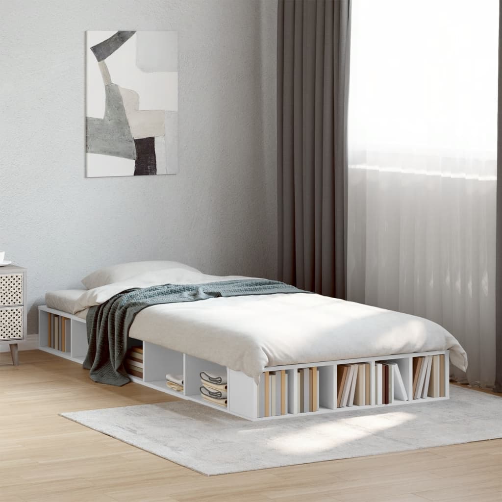 Bedframe bewerkt hout wit 90x200 cm
