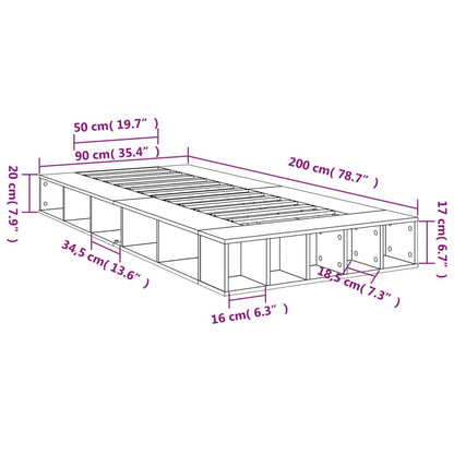 Bedframe bewerkt hout wit 90x200 cm