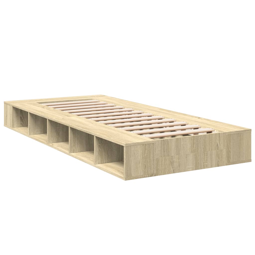 Bedframe bewerkt hout sonoma eikenkleurig 90x200 cm