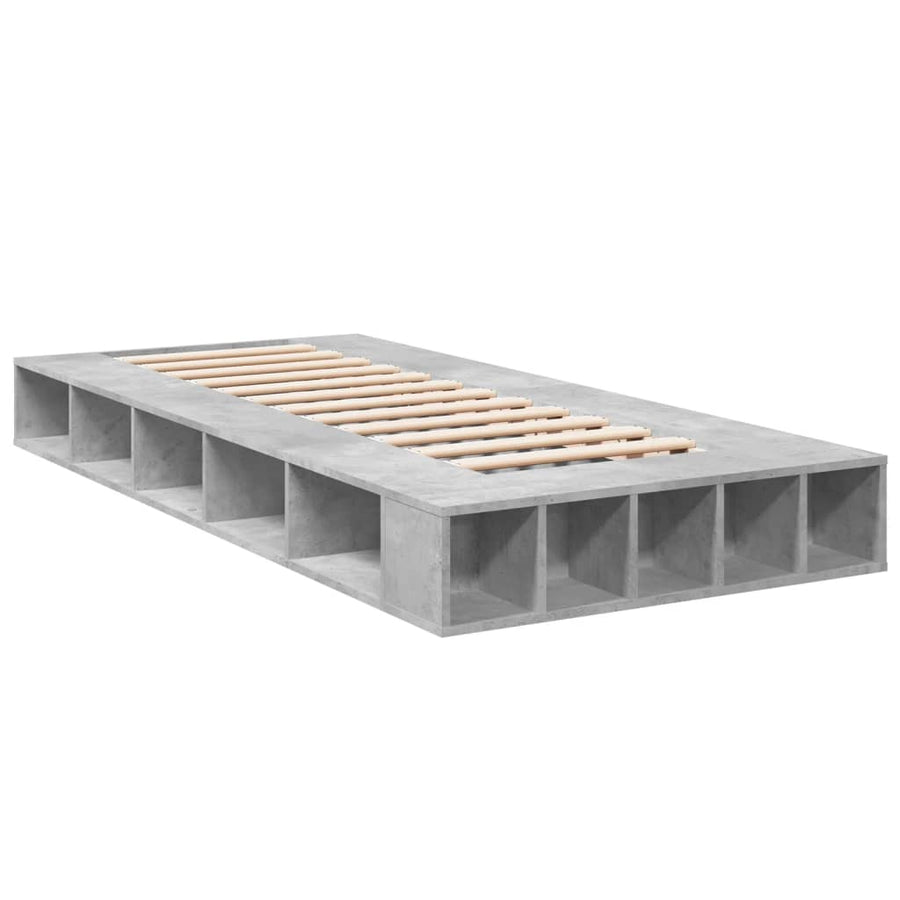 Bedframe bewerkt hout betongrijs 90x200 cm