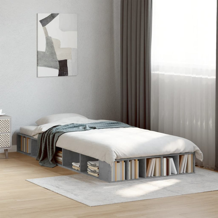 Bedframe bewerkt hout betongrijs 90x200 cm