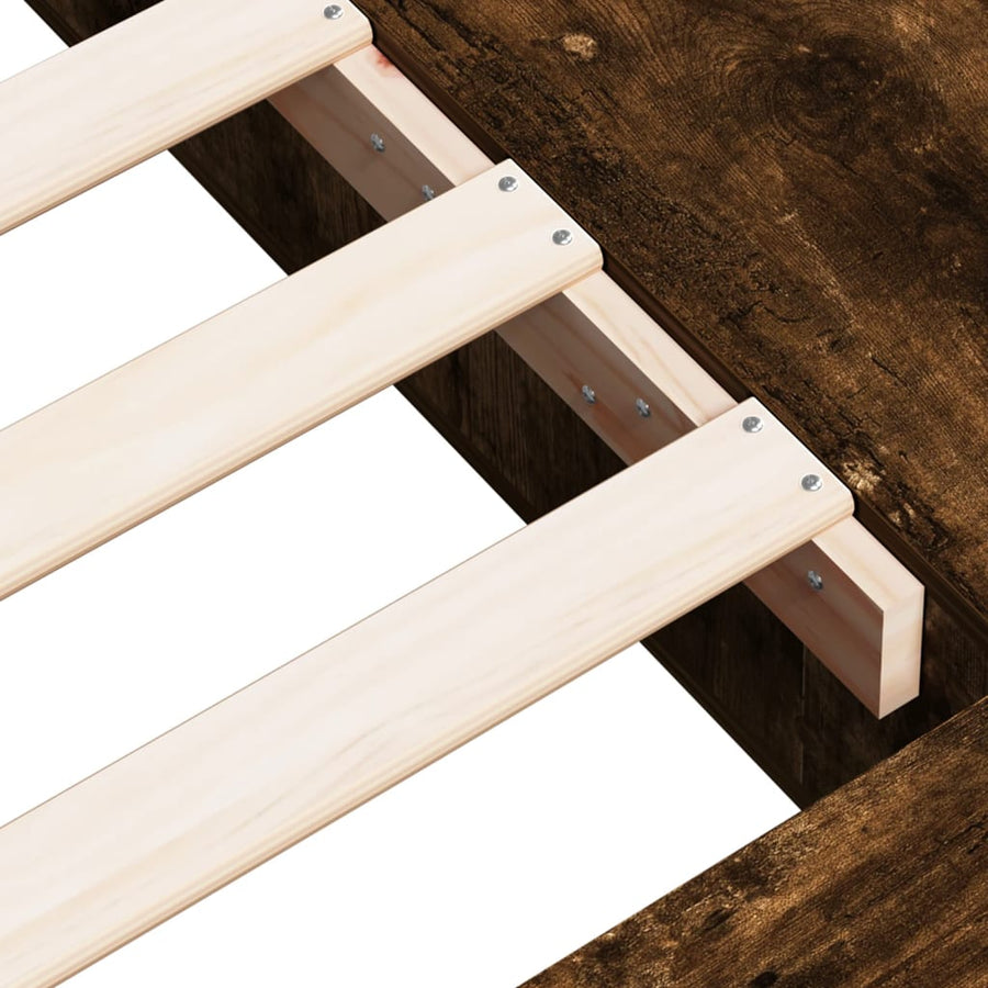 Bedframe bewerkt hout gerookt eikenkleurig 90x200 cm