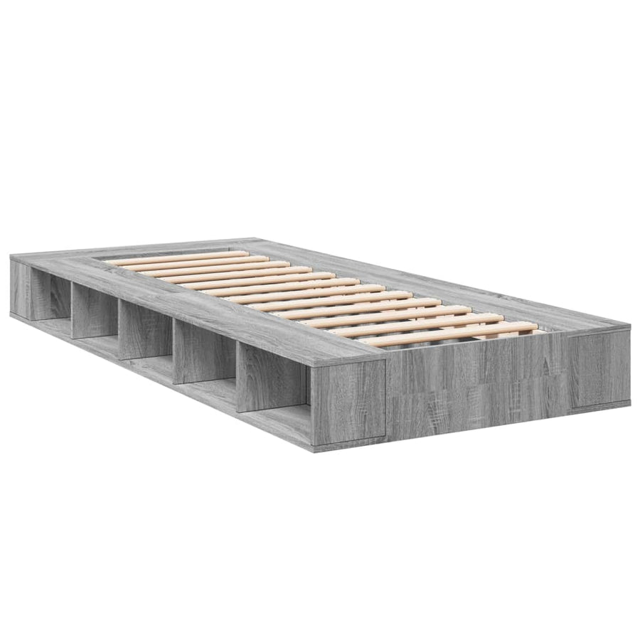 Bedframe bewerkt hout grijs sonoma eikenkleurig 90x200 cm