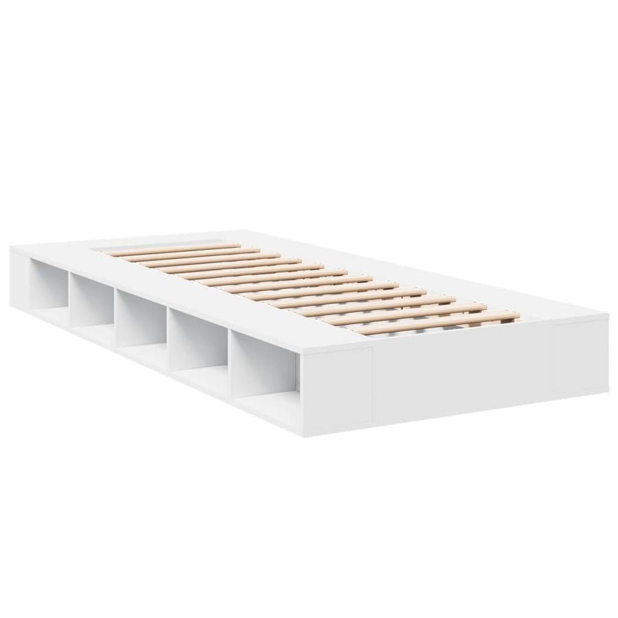 Bedframe bewerkt hout wit 90x190 cm