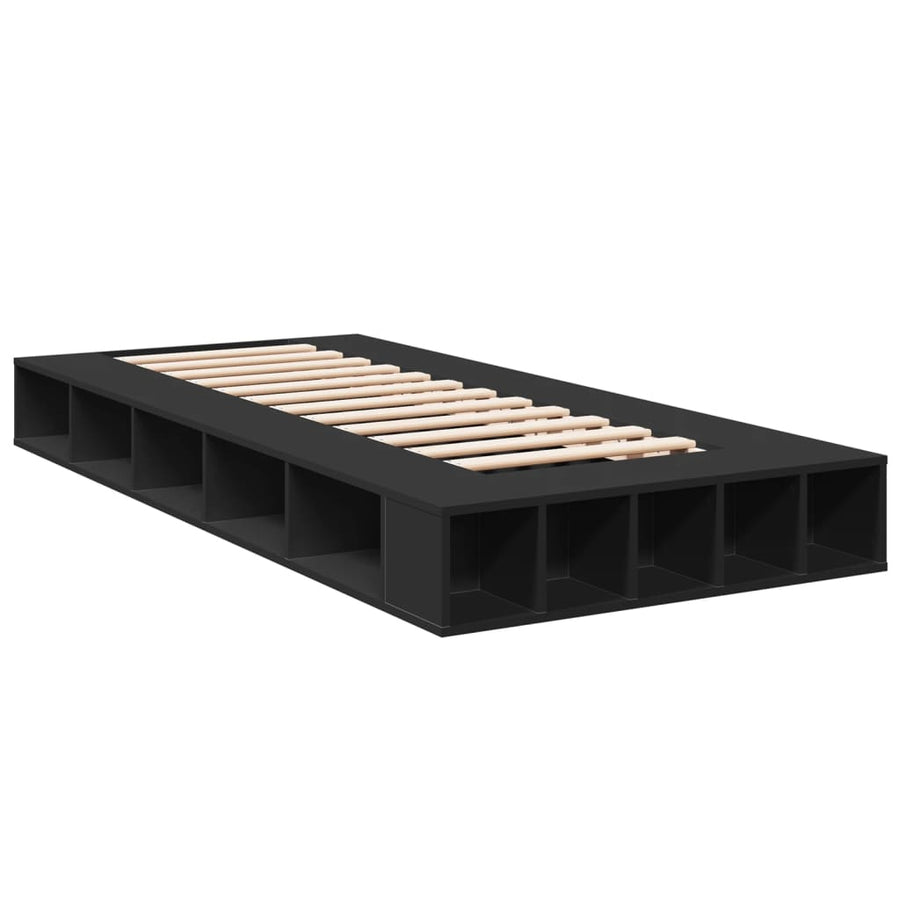 Bedframe bewerkt hout zwart 90x190 cm