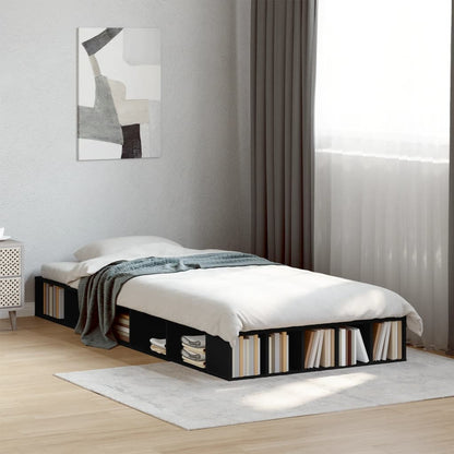 Bedframe bewerkt hout zwart 90x190 cm