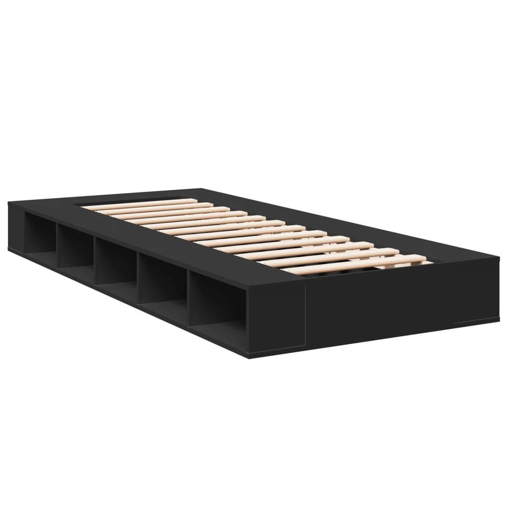 Bedframe bewerkt hout zwart 90x190 cm
