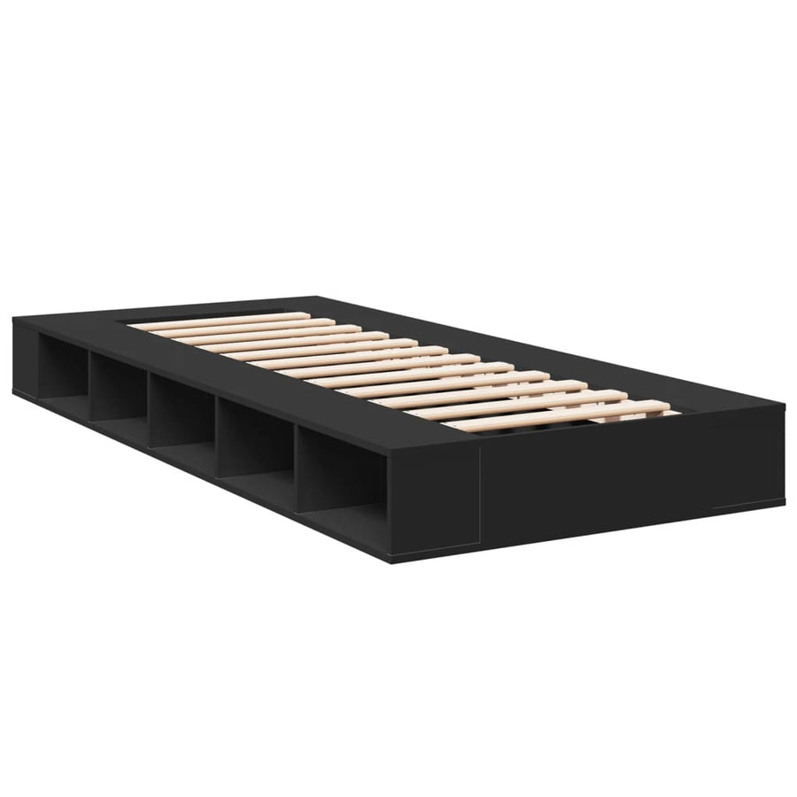 Bedframe bewerkt hout zwart 90x190 cm