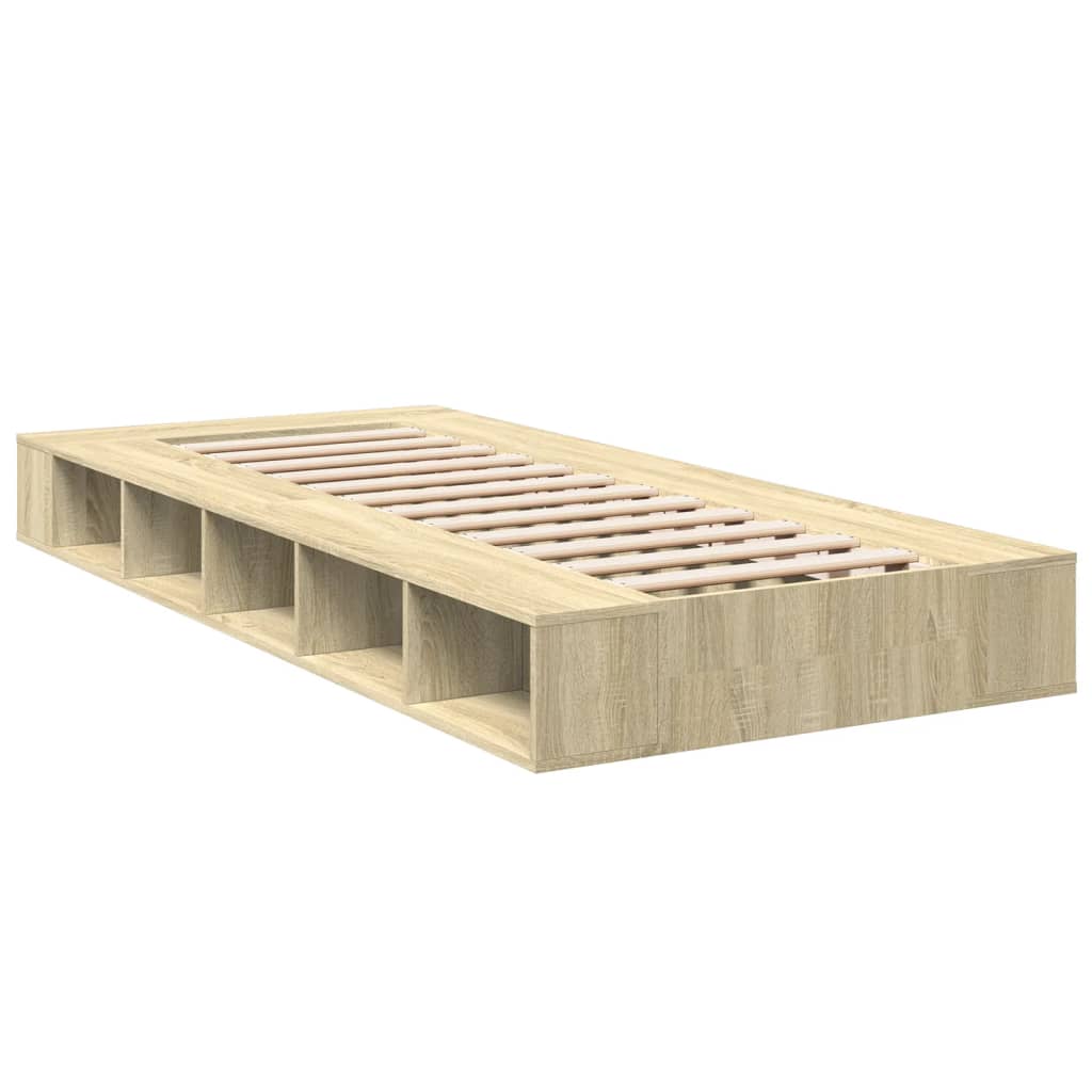 Bedframe bewerkt hout sonoma eikenkleurig 90x190 cm