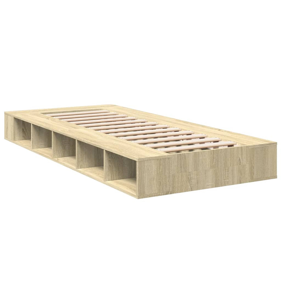 Bedframe bewerkt hout sonoma eikenkleurig 90x190 cm