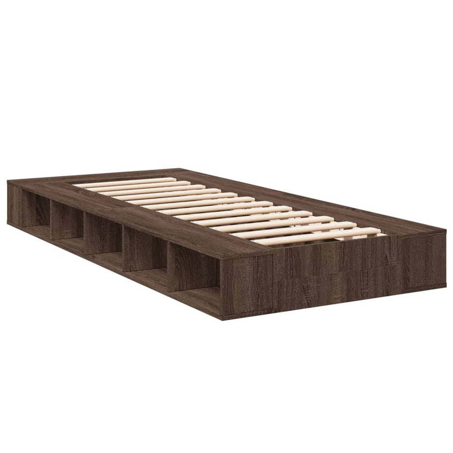 Bedframe bewerkt hout bruin eikenkleur 90x190 cm