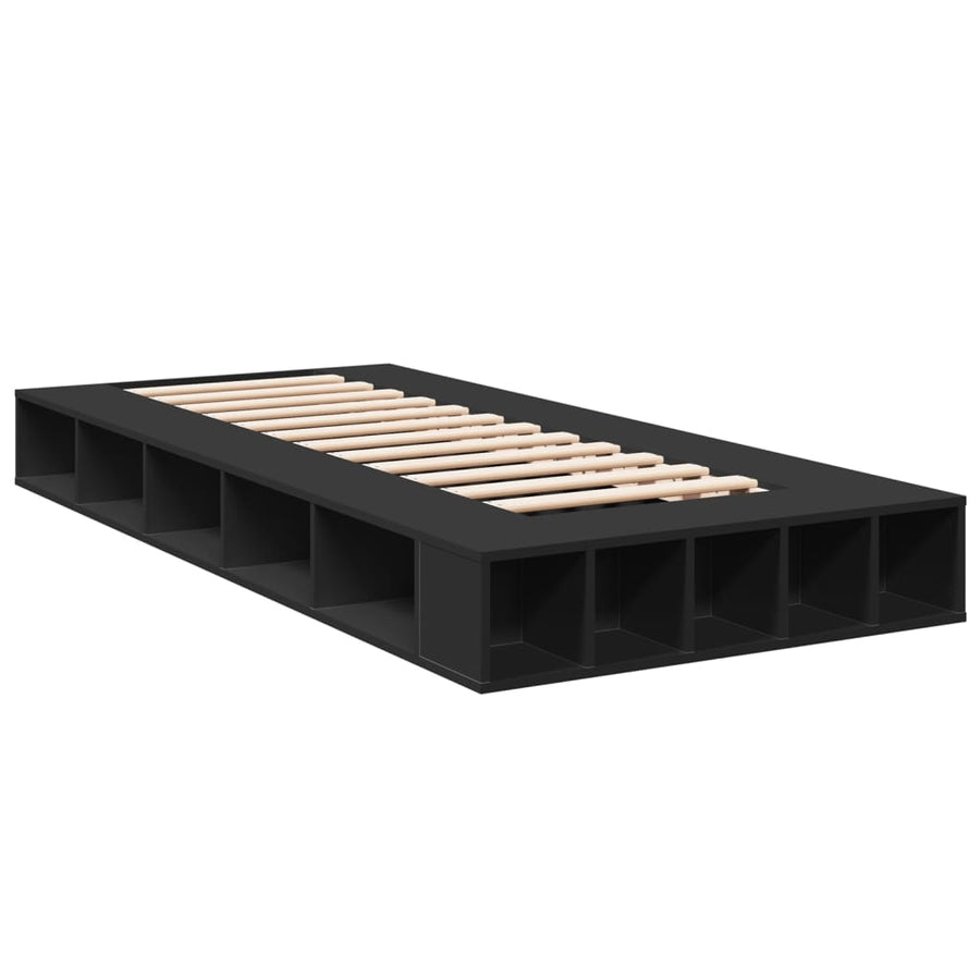 Bedframe bewerkt hout zwart 75x190 cm