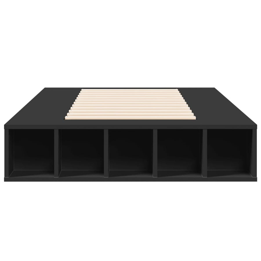 Bedframe bewerkt hout zwart 75x190 cm