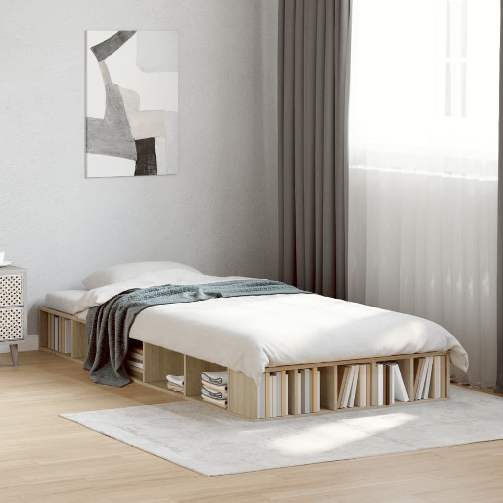 Bedframe bewerkt hout sonoma eikenkleurig 75x190 cm