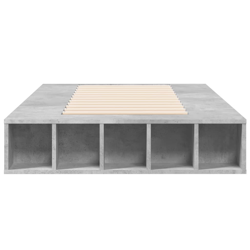 Bedframe bewerkt hout betongrijs 75x190 cm