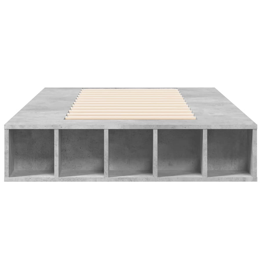 Bedframe bewerkt hout betongrijs 75x190 cm