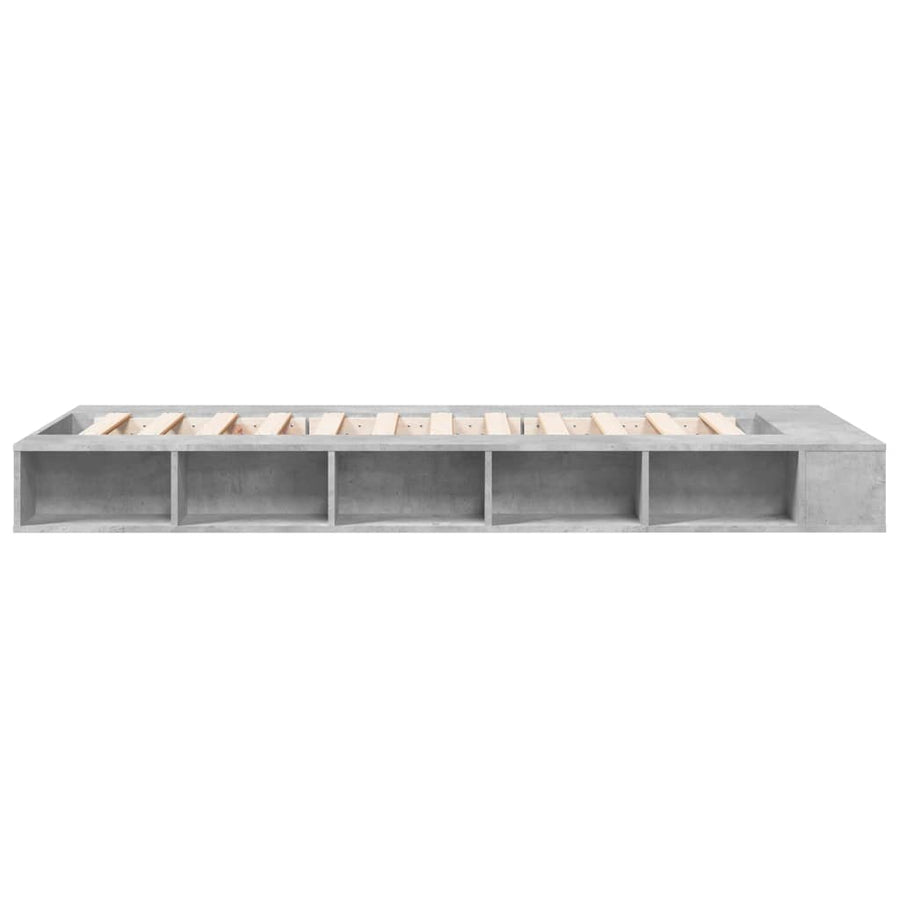 Bedframe bewerkt hout betongrijs 75x190 cm