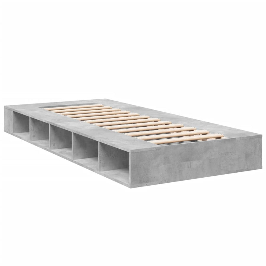 Bedframe bewerkt hout betongrijs 75x190 cm