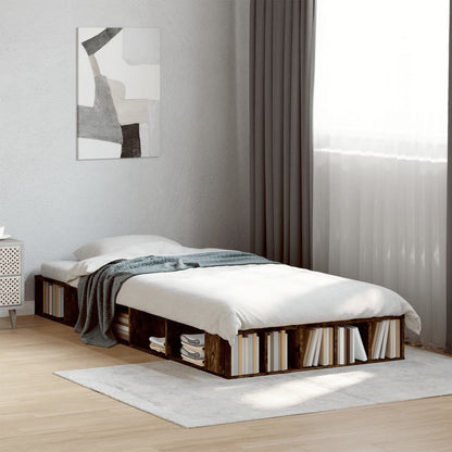 Bedframe bewerkt hout gerookt eikenkleurig 75x190 cm