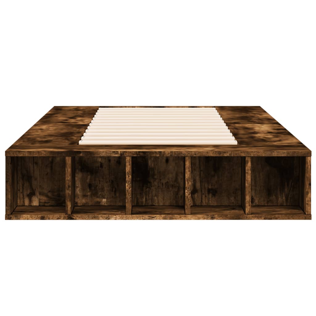 Bedframe bewerkt hout gerookt eikenkleurig 75x190 cm