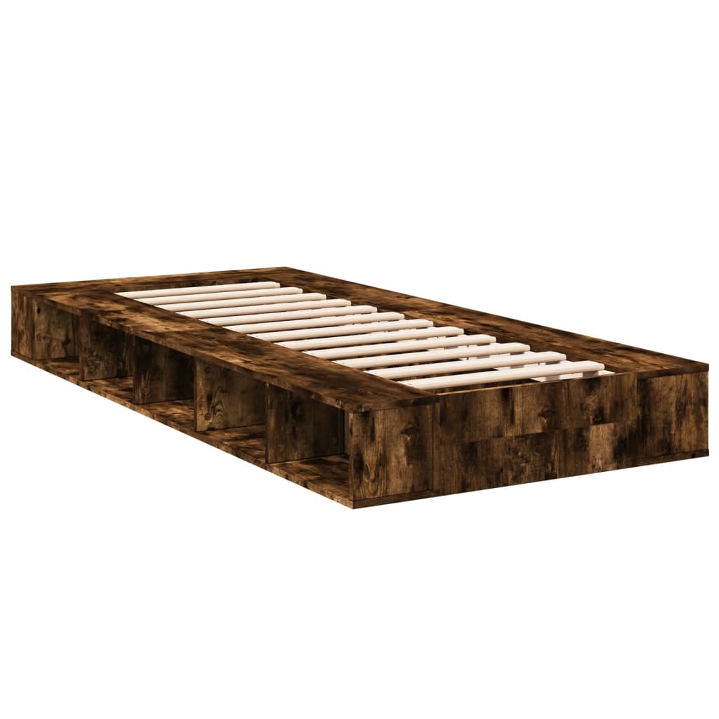 Bedframe bewerkt hout gerookt eikenkleurig 75x190 cm