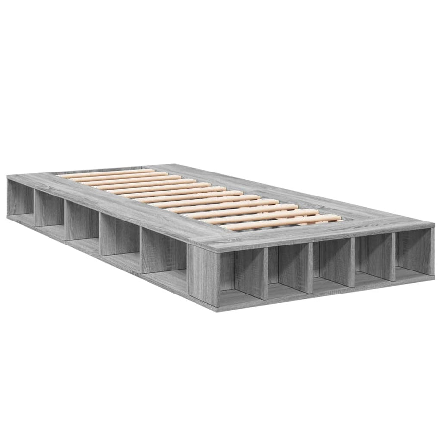 Bedframe bewerkt hout grijs sonoma eikenkleurig 75x190 cm