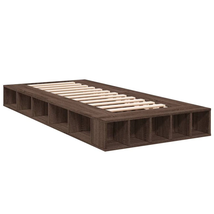 Bedframe bewerkt hout bruin eikenkleur 75x190 cm