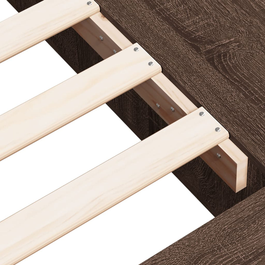 Bedframe bewerkt hout bruin eikenkleur 75x190 cm