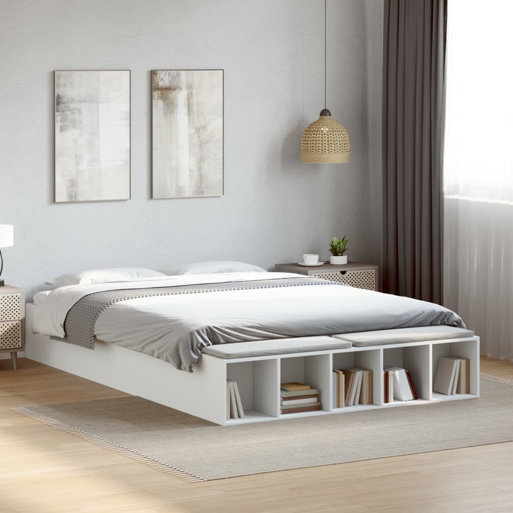 Bedframe bewerkt hout wit 150x200 cm
