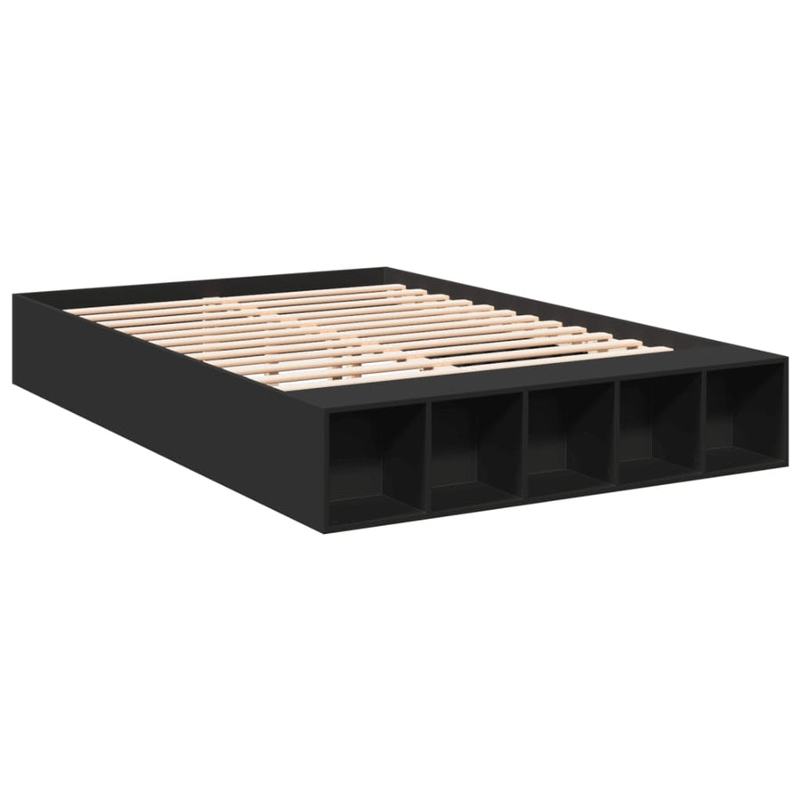 Bedframe bewerkt hout zwart 150x200 cm
