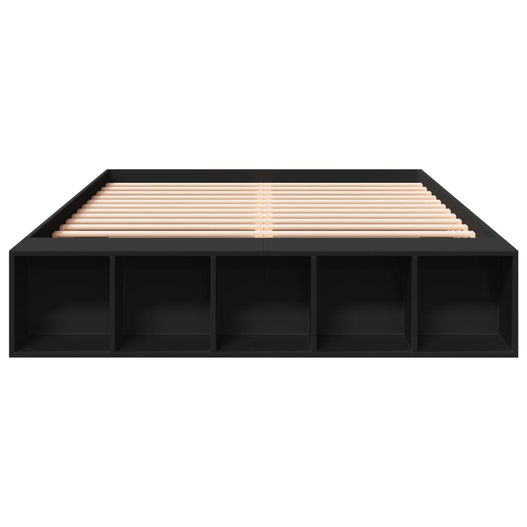Bedframe bewerkt hout zwart 150x200 cm