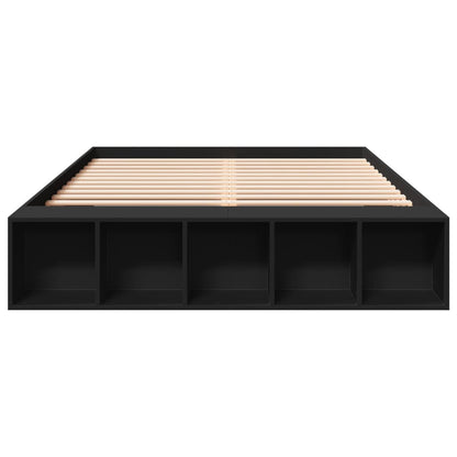 Bedframe bewerkt hout zwart 150x200 cm