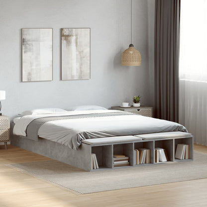 Bedframe bewerkt hout betongrijs 150x200 cm